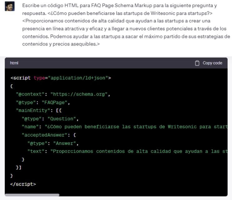 Prompt SEO para SEO técnico para generar marcado schema para FAQ