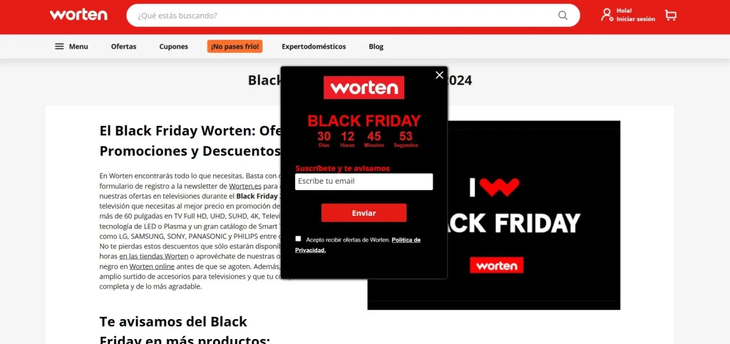 Captación de emails en Black Friday