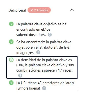 Densidad de palabra clave objetivo