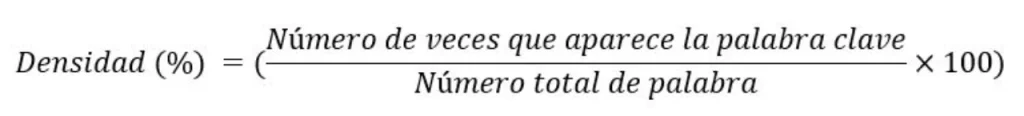 Fórmula para calcular la densidad de palabras clave