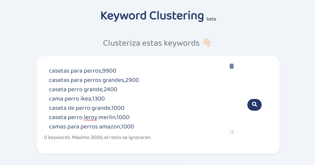 keyword clustering lista  de keywords