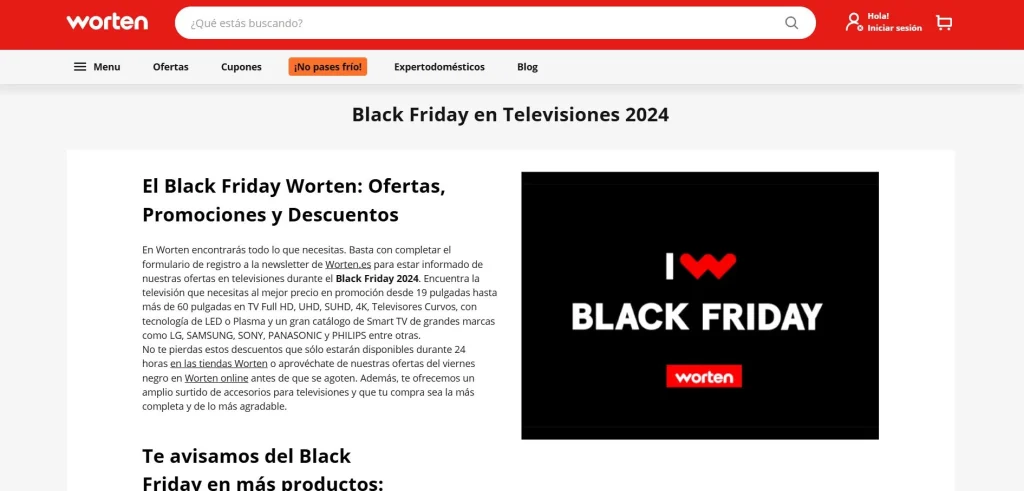 Texto de introducción en una landing de Black Friday