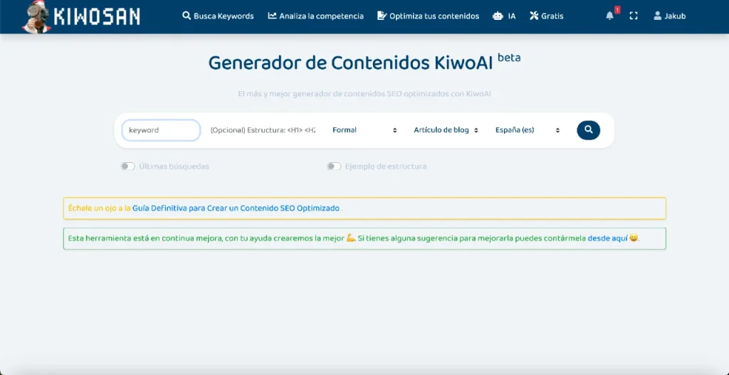 Generador de contenidos con IA KiwoAI