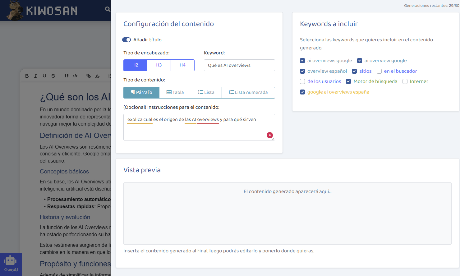 kiwoai assitant optimizar contenidos seo