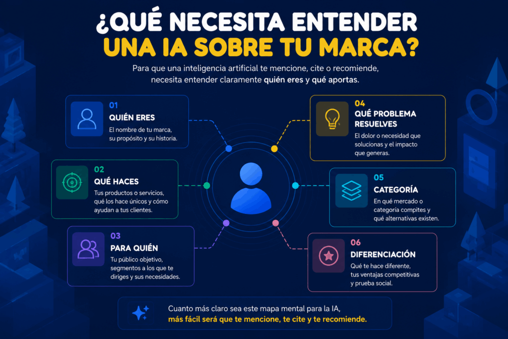 Información que necesita una inteligencia artificial para comprender una marca como entidad digital.